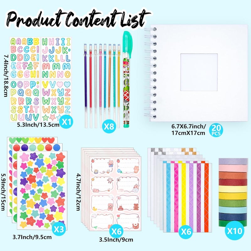 Tugle Kid Scrapbook Photo Album Hard Cover DIY Photo Album for Kids Instant Camera Print Paper with DIY Accessories (White) - Image 5